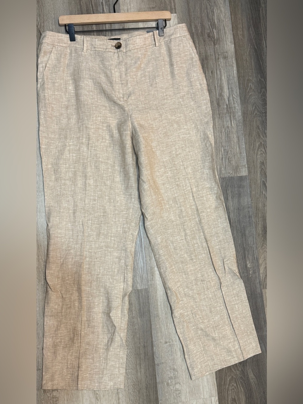 Talbots Straight-Leg Linen-Blend Pants in Beige